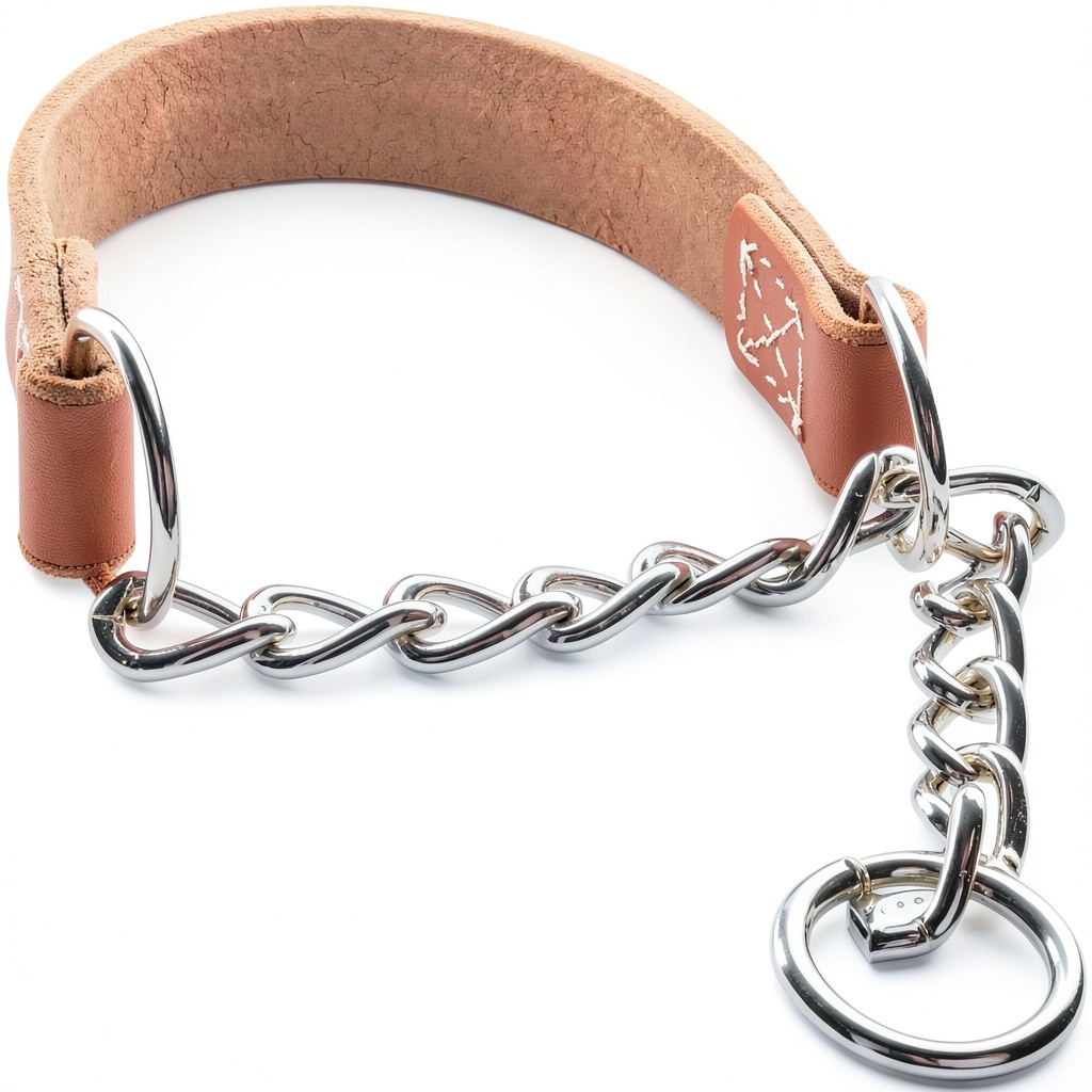 A dog wearing the Joel Silverman leather dog collar
