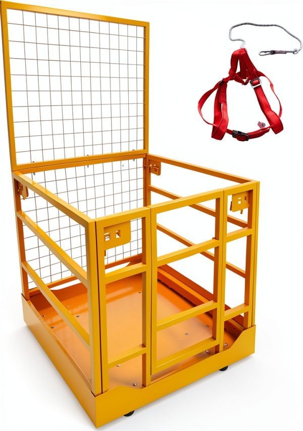 Forklift Safety Cage 43x45 Yellow 1400lb Capacity by GlowGenesis-0