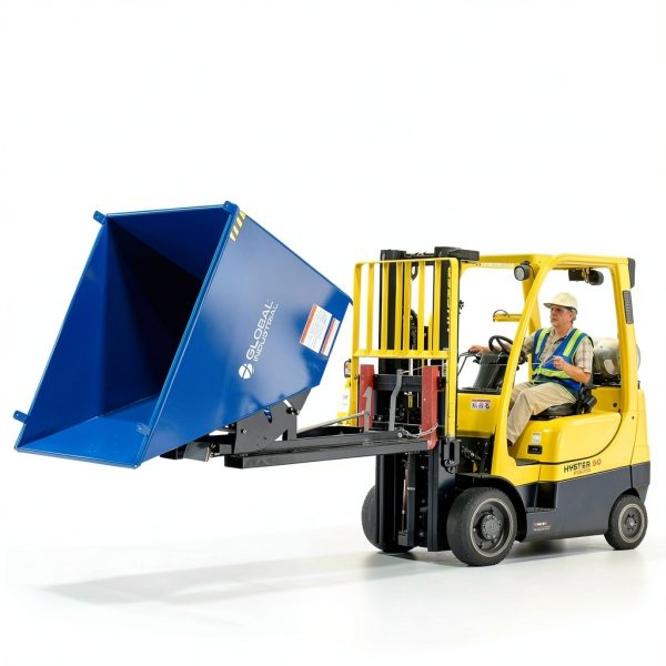 Global Industrial 2 Cu Yd Self Dumping Forklift Hopper Bump Release-5