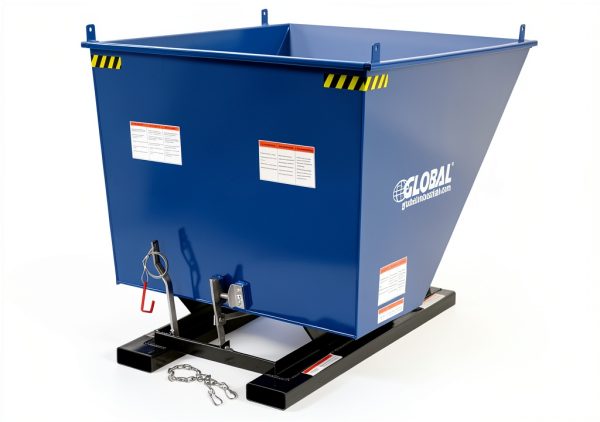 Global Industrial 1/2 Cu Self Dump Forklift Hopper 6000 lb Blue/Black-1