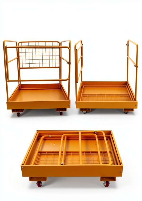 Forklift Safety Cage 36x36 Sidasu 1200lb Man Lift Basket with Wheels-2
