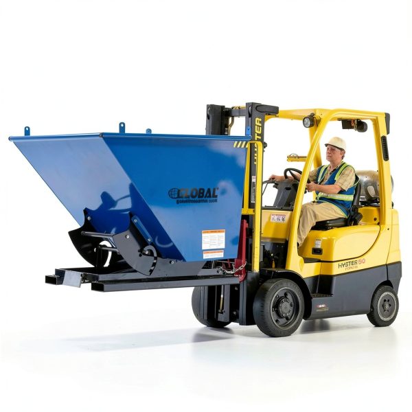 Global Industrial 2 Cu Yd Self Dumping Forklift Hopper Bump Release-4