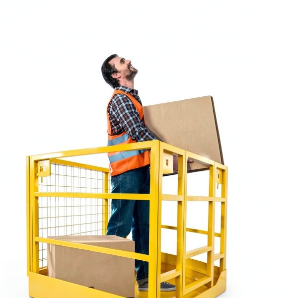 Forklift Safety Cage GarveeTech 1400lb Folding Platform Yellow-2