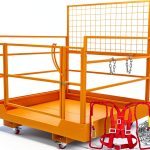 45"x43" Forklift Safety Cage 1400LBS Capacity 4 Wheels Forklift Man Basket, Work Platform Forklift Aerial Platform 2 People Collapsible Lift Basket for Lifting Loader-0