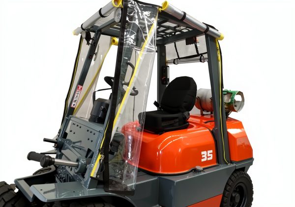 Full Forklift Cab Enclosure Vinyl by FEIMOSI Universal Fit Orange-1