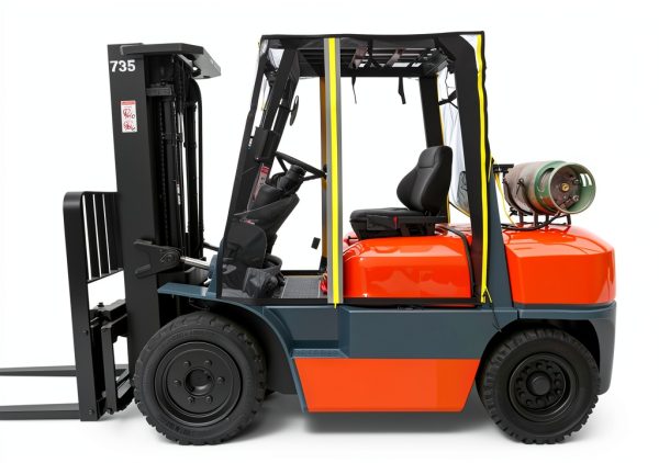 Full Forklift Cab Enclosure Vinyl by FEIMOSI Universal Fit Orange-0