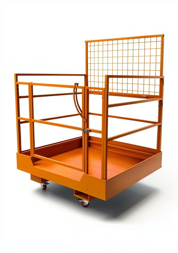 45"x43" Forklift Safety Cage 1400LBS Capacity 4 Wheels Forklift Man Basket, Work Platform Forklift Aerial Platform 2 People Collapsible Lift Basket for Lifting Loader-5