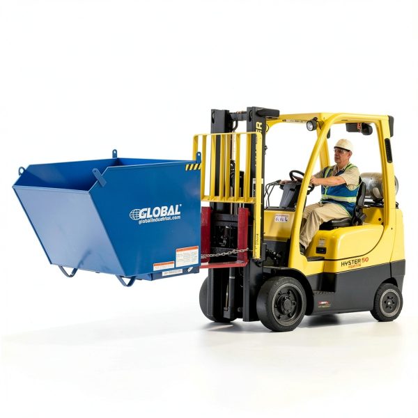 Low-Profile Self-Dumping Forklift Hopper Global Industrial 6000lb-1